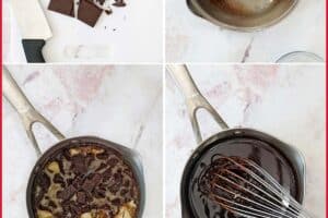 6 photo collage of chocolate spread with text overlay for Pinterest.