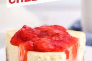 Photo of New York Style Cheesecake with text on top for Pinterest.