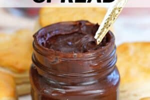 Photo of Sugar-Free Chocolate Spread with text overlay for Pinterest.