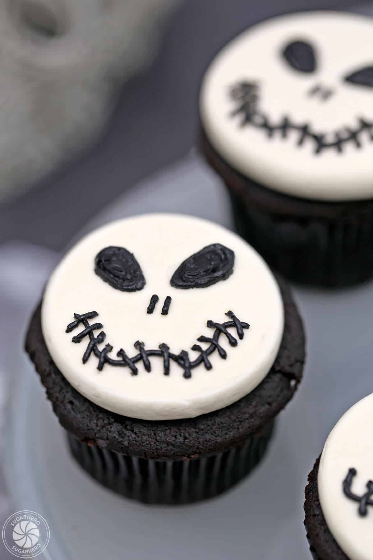 Close up of a Skull Cupcake.