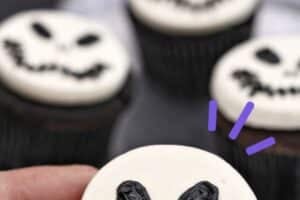 Photo of Skull Cupcakes with text for Pinterest.