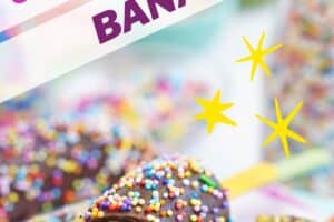 A picture of chocolate-dipped frozen bananas with text overlay for Pinterest.
