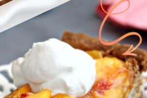 Picture of Fresh Peach Tart with text overlay for Pinterest.