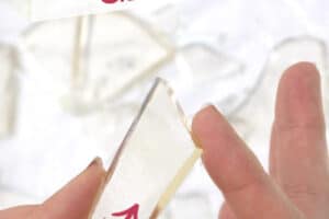 A picture of edible sugar glass with text overlay for Pinterest.