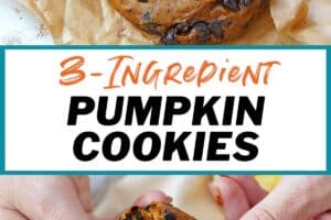Two images of pumpkin chocolate chip cookies with text overlay for Pinterest.
