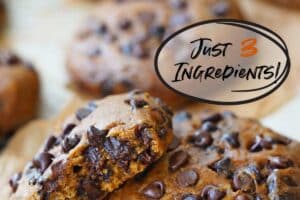An image of pumpkin chocolate chip cookies with text overlay for Pinterest.